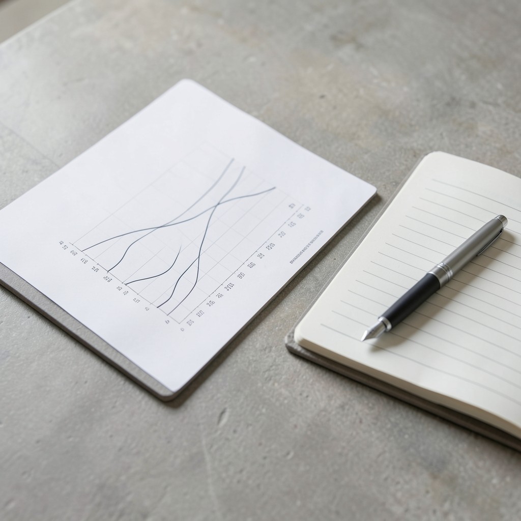 Printed hourly abandon rate chart beside a notebook and pen