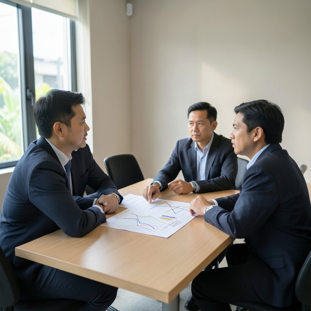 Support leaders reviewing call center performance charts in a meeting room